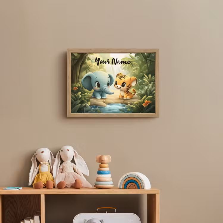 Olifant - Tijger - Bos - Jungle Light Box met batterij (Wandlamp kind) middel -sfeer2_kind