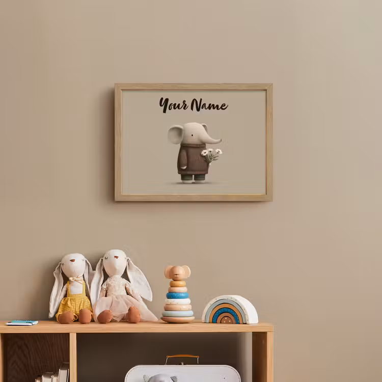 Olifant - Witte bloemen - Kindvriendelijk Light Box met batterij (Wandlamp kind) middel -sfeer2_kind