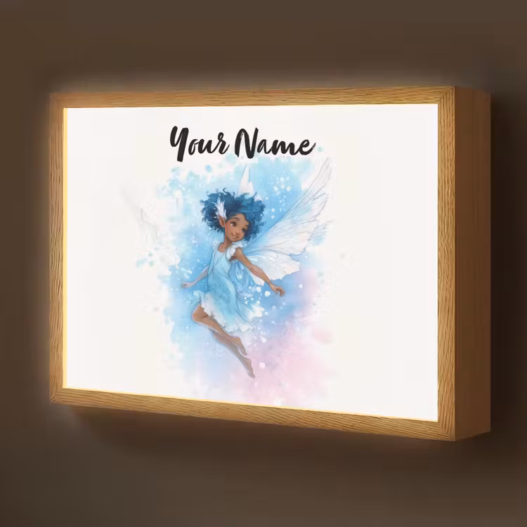 Elf - Blauw - Magie - Roze Light Box met batterij (Wandlamp kind) middel -z3d_website