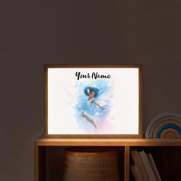 Elf - Blauw - Magie - Roze Light Box met batterij (Wandlamp kind) middel -sfeer1_kind