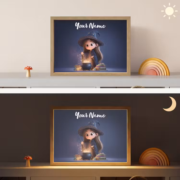 Tovenares - Magisch - Blauw - Toveren Light Box met batterij (Wandlamp kind) middel -sfeer3_kind