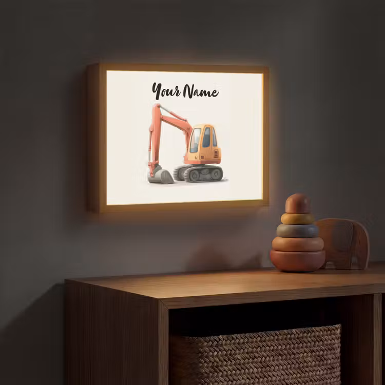Graafmachine - Getekend - Oranje Light Box met batterij (Wandlamp kind) middel -sfeer5_kind