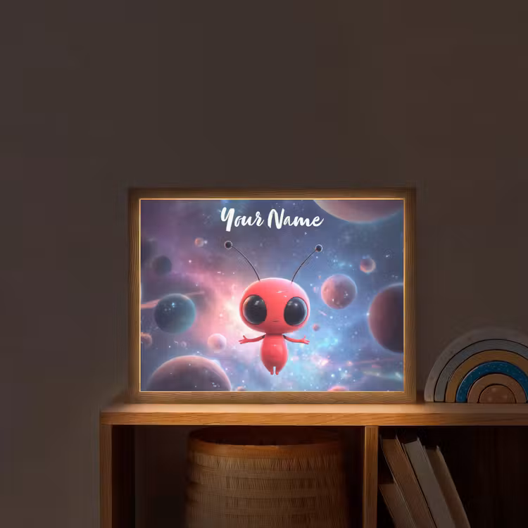Buitenaards wezen - Rood - Planeten Light Box met batterij (Wandlamp kind) middel -sfeer1_kind