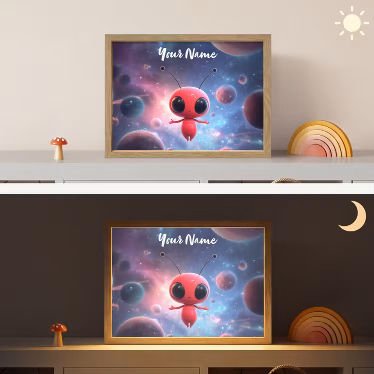 Buitenaards wezen - Rood - Planeten Light Box met batterij (Wandlamp kind) middel -sfeer3_kind
