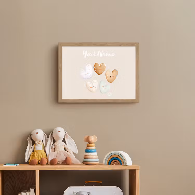 Gezichtjes - Hartjes - Pasteltinten - Sterretjes Light Box met batterij (Wandlamp kind) middel -sfeer2_kind