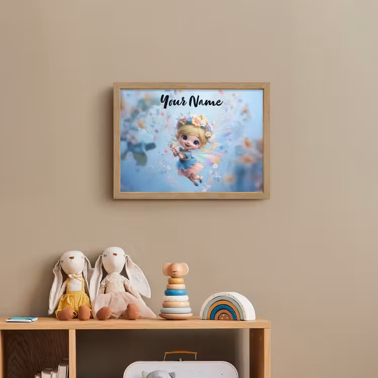 Fee - Bloemen - Sprookje - Blauw Light Box met batterij (Wandlamp kind) middel -sfeer2_kind