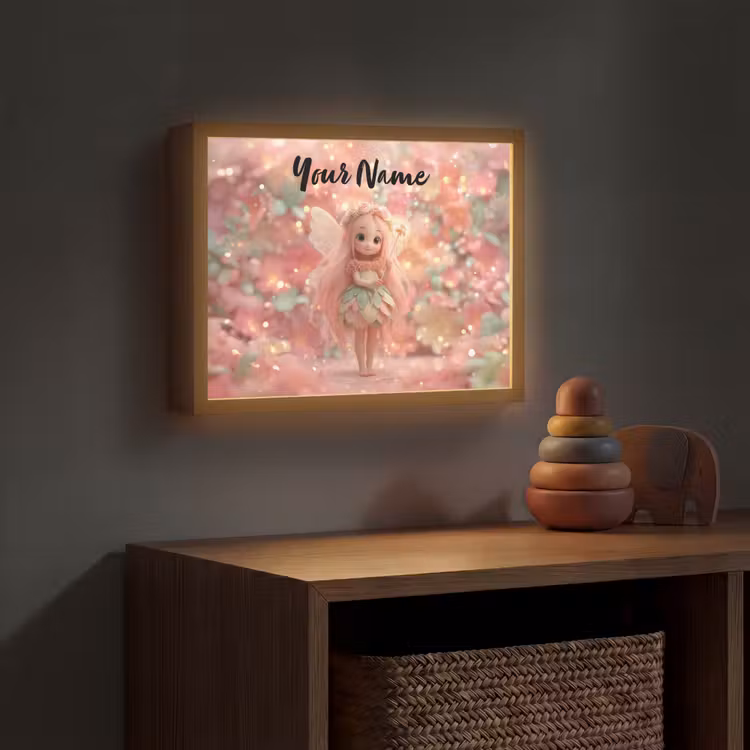 Fee - Bloemen - Roze Light Box met batterij (Wandlamp kind) middel -sfeer5_kind