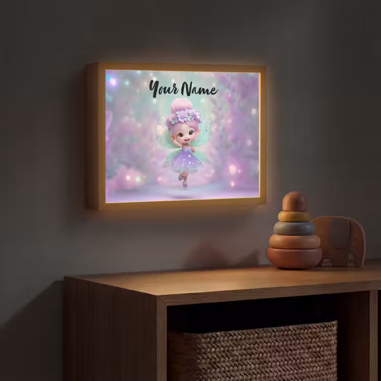 Fee - Paars - Sprookje Light Box met batterij (Wandlamp kind) middel -sfeer5_kind