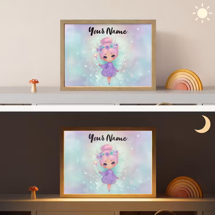 Fee - Paars - Glinsters Light Box met batterij (Wandlamp kind) middel -sfeer3_kind