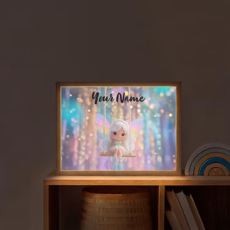 Fee - Schommel - Paars - Glinsters Light Box met batterij (Wandlamp kind) middel -sfeer1_kind
