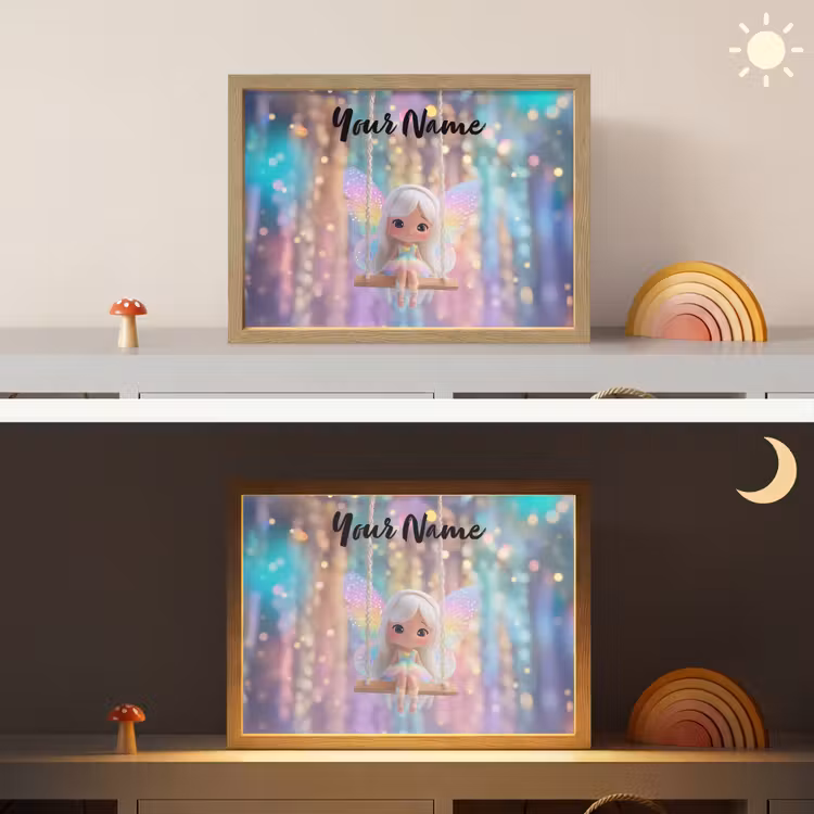 Fee - Schommel - Paars - Glinsters Light Box met batterij (Wandlamp kind) middel -sfeer3_kind