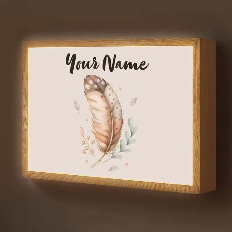 Veer - Bohemian - Boho - Pastel kleuren Light Box met batterij (Wandlamp kind) middel -z3d_website