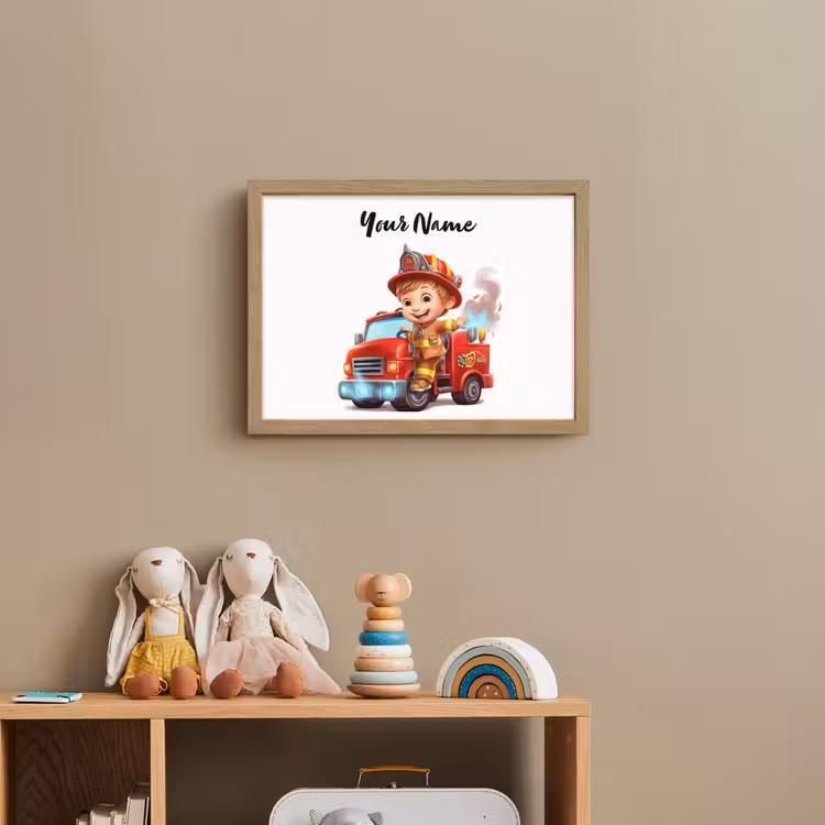 Brandweerwagen - Jongens - Kind - Rood Light Box met batterij (Wandlamp kind) middel -sfeer2_kind