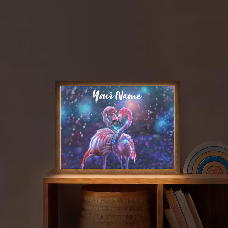 Flamingo's - Dieren - Ruimte - Galaxy Light Box met batterij (Wandlamp kind) middel -sfeer1_kind