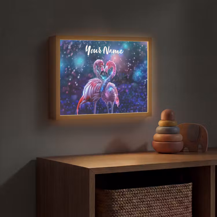 Flamingo's - Dieren - Ruimte - Galaxy Light Box met batterij (Wandlamp kind) middel -sfeer5_kind