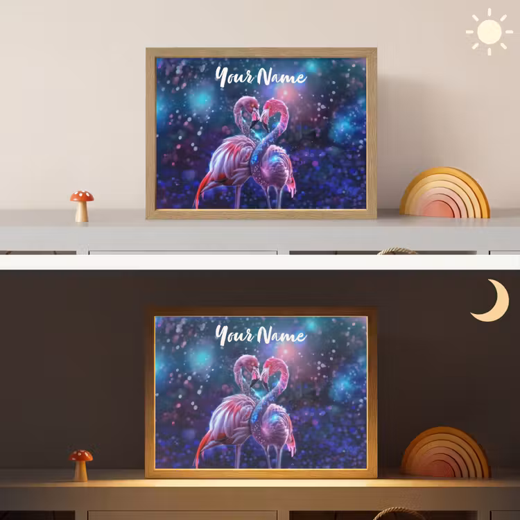Flamingo's - Dieren - Ruimte - Galaxy Light Box met batterij (Wandlamp kind) middel -sfeer3_kind