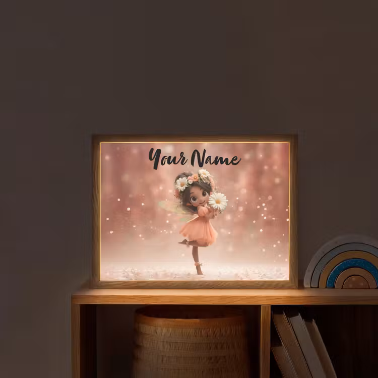Bloemenfee - Roze - Meisje Light Box met batterij (Wandlamp kind) middel -sfeer1_kind