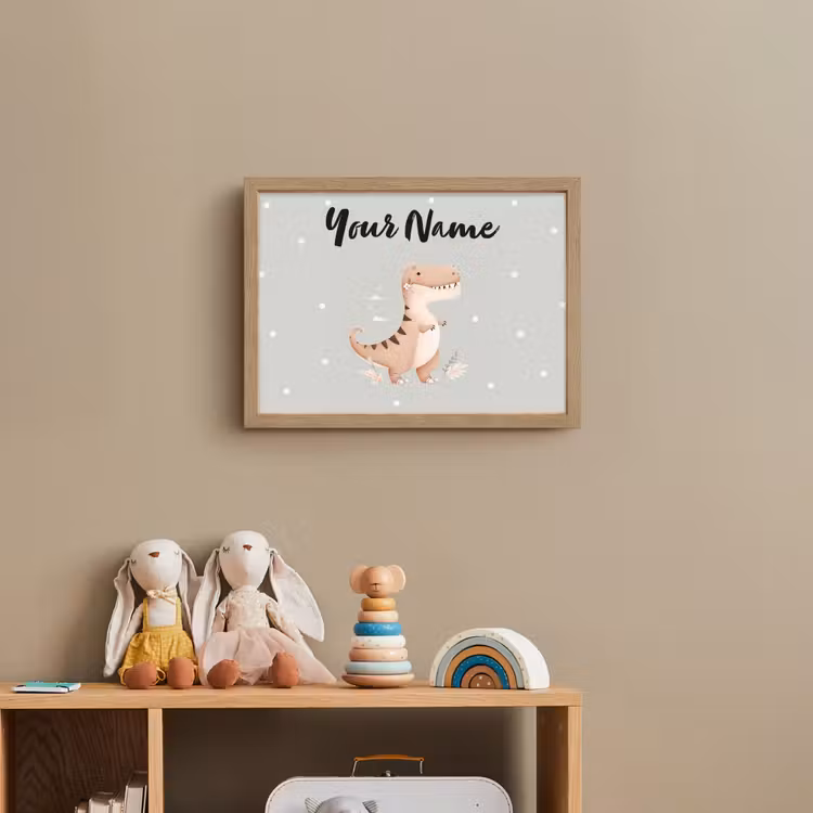 Bloemen - Blauw - Stippen - Dino Light Box met batterij (Wandlamp kind) middel -sfeer2_kind