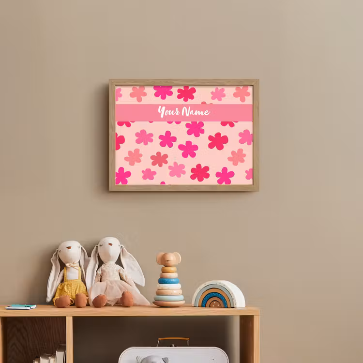 Bloemen - Patroon - Roze Light Box met batterij (Wandlamp kind) middel -sfeer2_kind