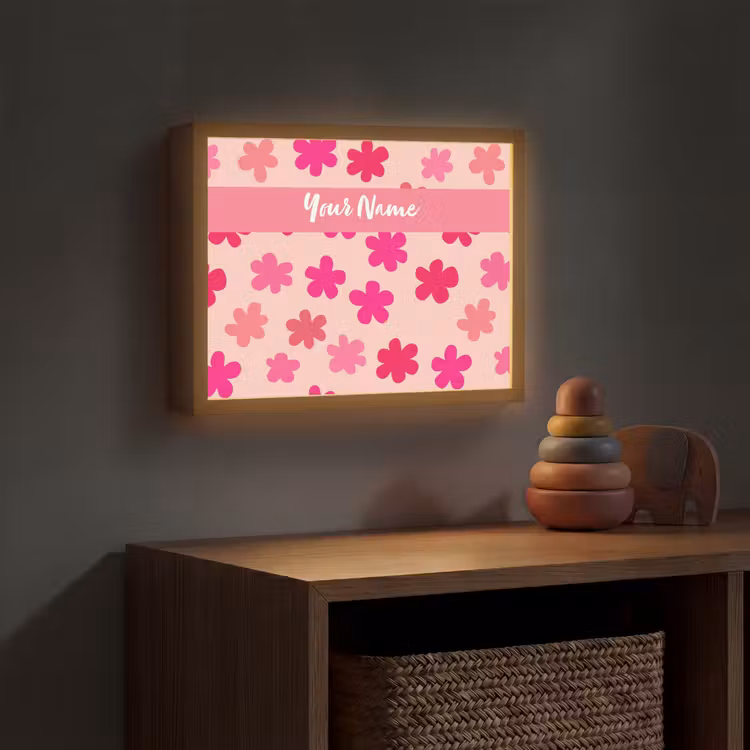 Bloemen - Patroon - Roze Light Box met batterij (Wandlamp kind) middel -sfeer5_kind