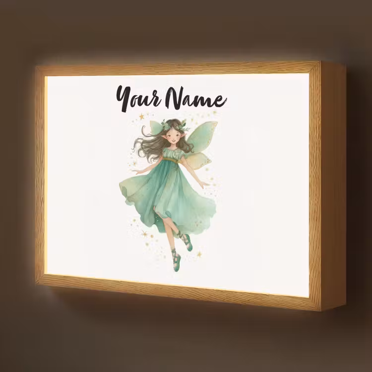 Bosfee - Groen - Sprookje Light Box met batterij (Wandlamp kind) middel -z3d_website