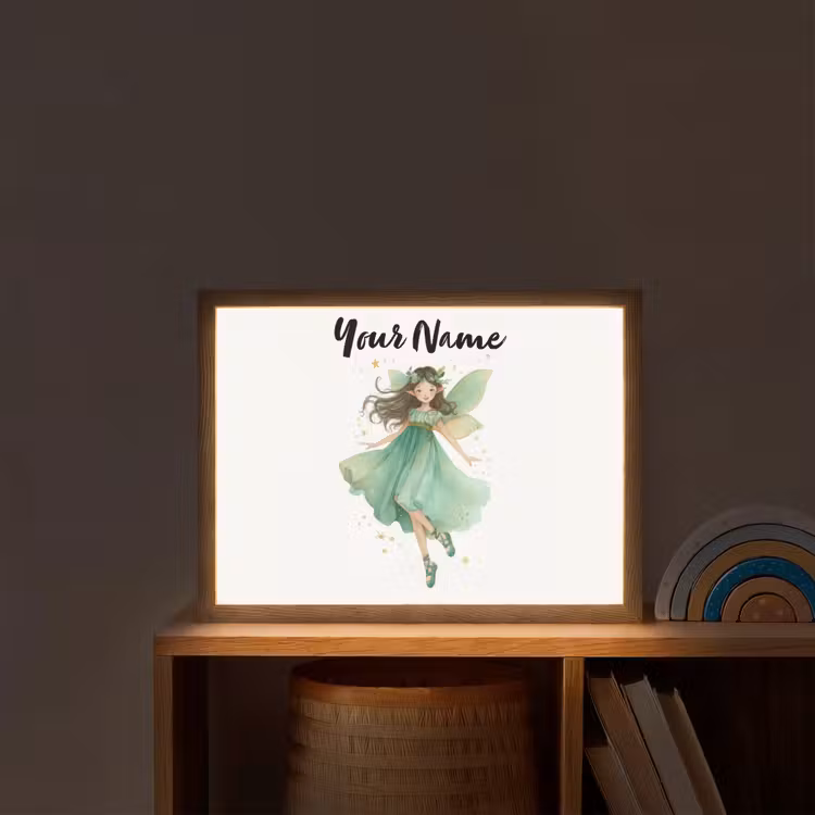 Bosfee - Groen - Sprookje Light Box met batterij (Wandlamp kind) middel -sfeer1_kind