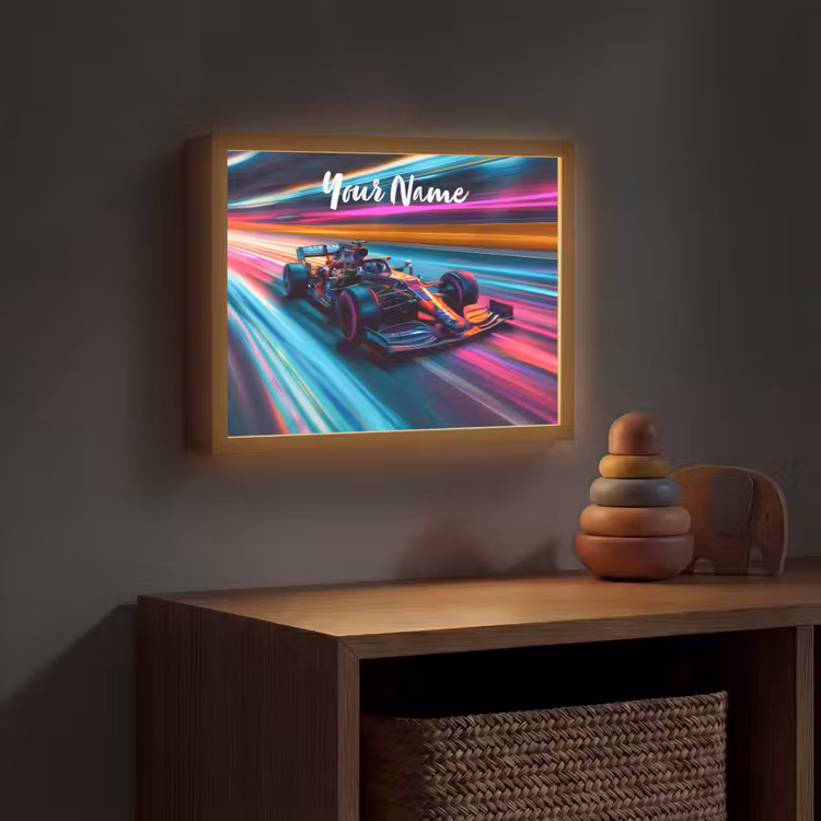 Formule 1 - Auto - Race - Jongens - Kleurrijk Light Box met batterij (Wandlamp kind) middel -sfeer5_kind