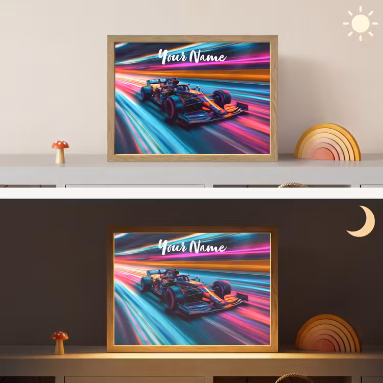 Formule 1 - Auto - Race - Jongens - Kleurrijk Light Box met batterij (Wandlamp kind) middel -sfeer3_kind
