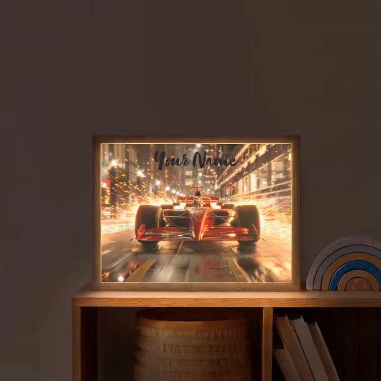 Formule 1 - Auto - Race - Goud - Jongens Light Box met batterij (Wandlamp kind) middel -sfeer1_kind