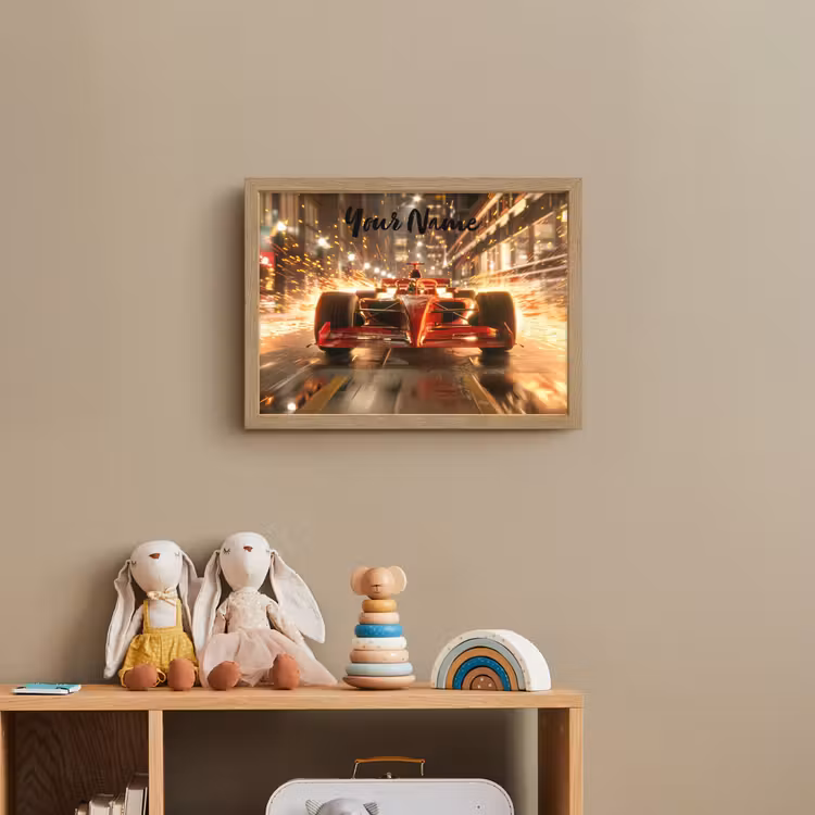 Formule 1 - Auto - Race - Goud - Jongens Light Box met batterij (Wandlamp kind) middel -sfeer2_kind