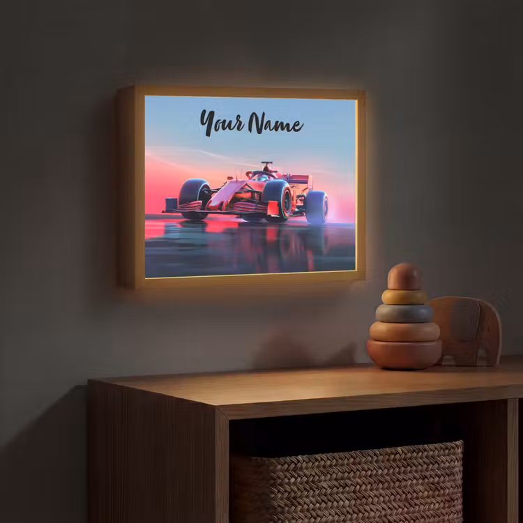 Formule 1 - Race  - Auto - Jongens Light Box met batterij (Wandlamp kind) middel -sfeer5_kind