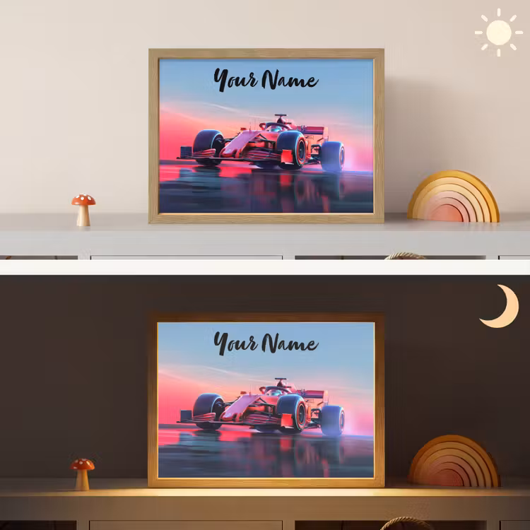 Formule 1 - Race  - Auto - Jongens Light Box met batterij (Wandlamp kind) middel -sfeer3_kind