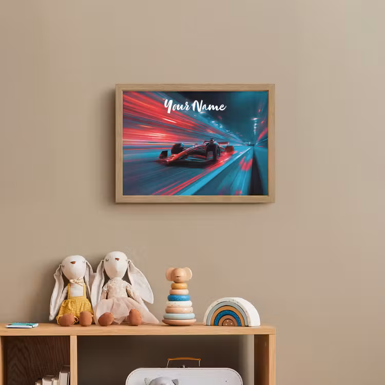 Formule 1 - Raceauto - Rood - Neonverlichting Light Box met batterij (Wandlamp kind) middel -sfeer2_kind