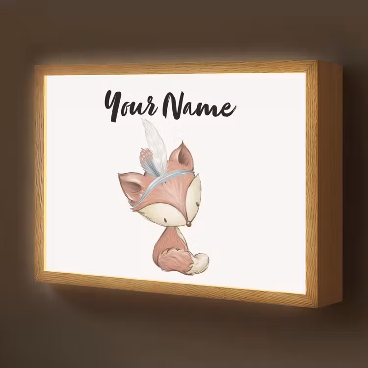 Vos - Dier - Bosdieren Light Box met batterij (Wandlamp kind) middel -z3d_website