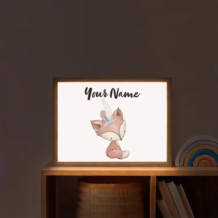 Vos - Dier - Bosdieren Light Box met batterij (Wandlamp kind) middel -sfeer1_kind