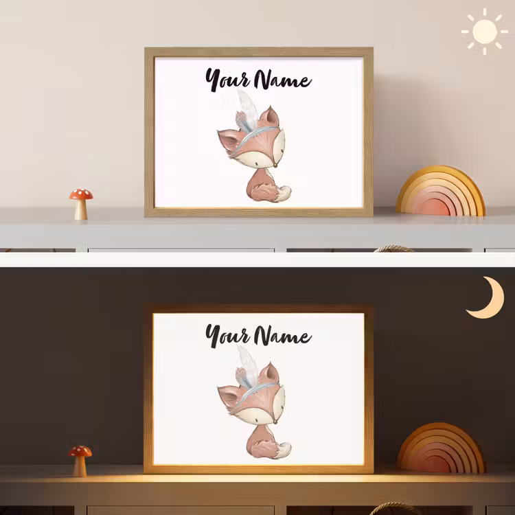 Vos - Dier - Bosdieren Light Box met batterij (Wandlamp kind) middel -sfeer3_kind