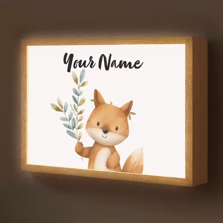 Vos - Dier - Bosdieren Light Box met batterij (Wandlamp kind) middel -z3d_website
