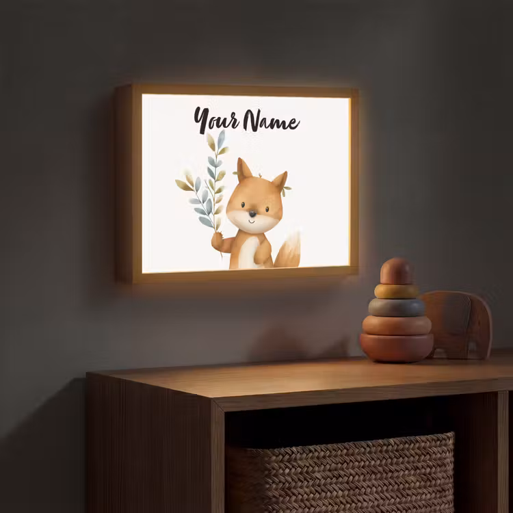 Vos - Dier - Bosdieren Light Box met batterij (Wandlamp kind) middel -sfeer5_kind