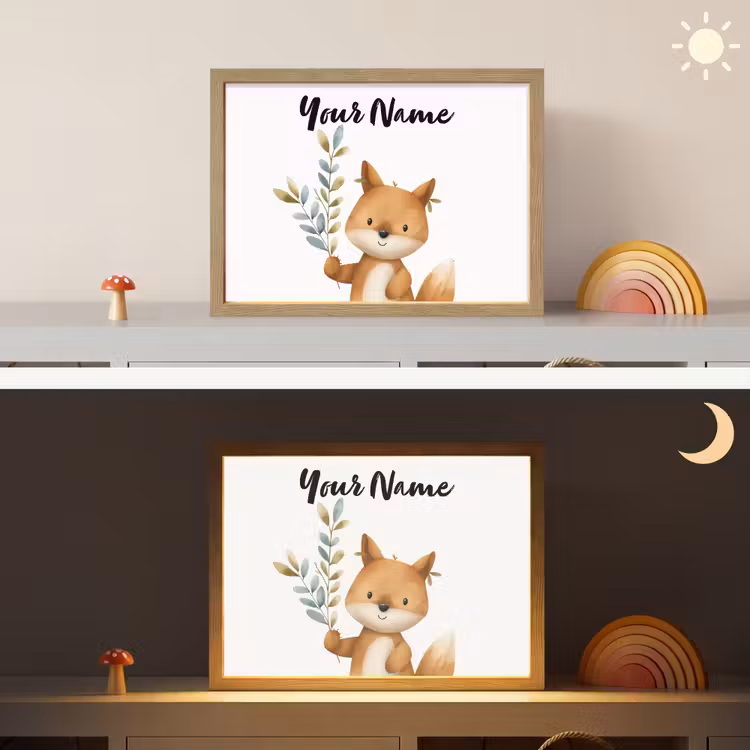 Vos - Dier - Bosdieren Light Box met batterij (Wandlamp kind) middel -sfeer3_kind
