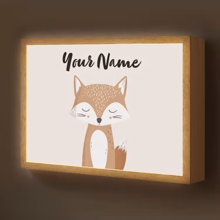 Vos - Dier - Bosdieren Light Box met batterij (Wandlamp kind) middel -z3d_website