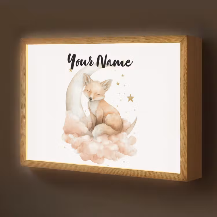 Vos - Wolken - Maan - Sterren Light Box met batterij (Wandlamp kind) middel -z3d_website