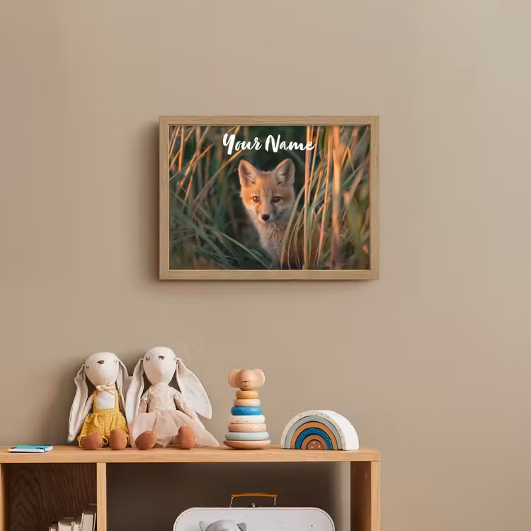 Vos - Oranje - Gras Light Box met batterij (Wandlamp kind) middel -sfeer2_kind