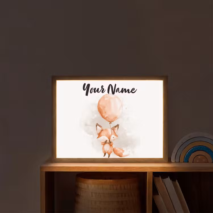 Vos - Pastel kleuren - Dier Light Box met batterij (Wandlamp kind) middel -sfeer1_kind