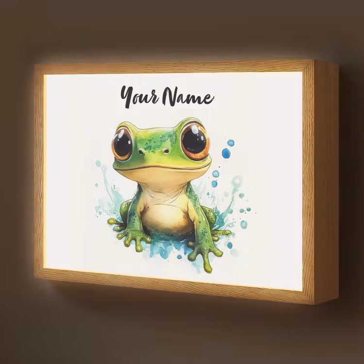 Kikker - Groen - Water - Dieren Light Box met batterij (Wandlamp kind) middel -z3d_website