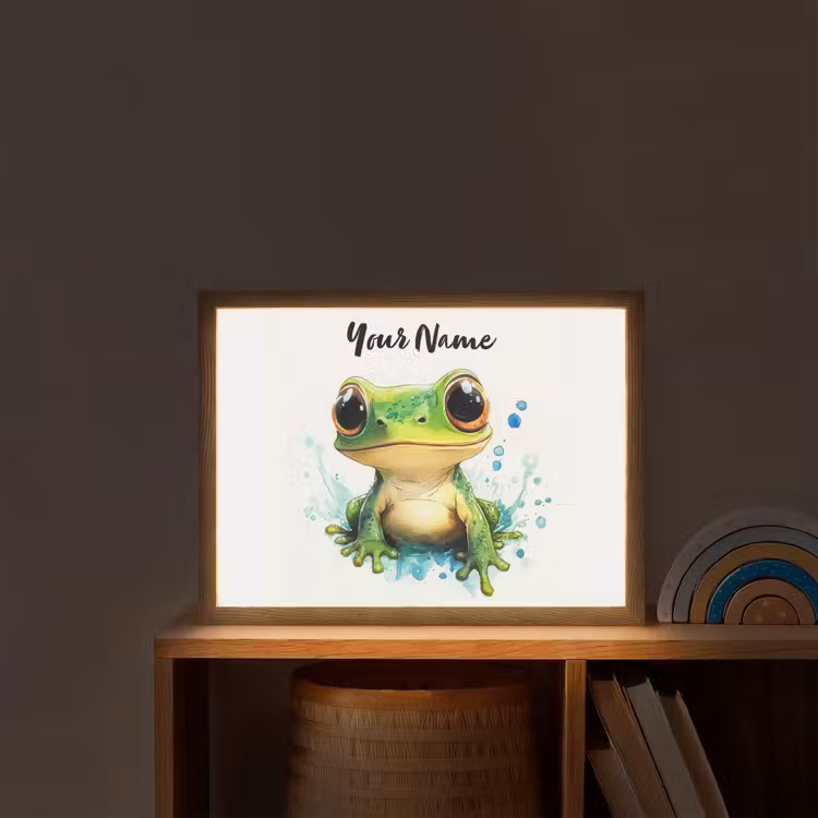 Kikker - Groen - Water - Dieren Light Box met batterij (Wandlamp kind) middel -sfeer1_kind