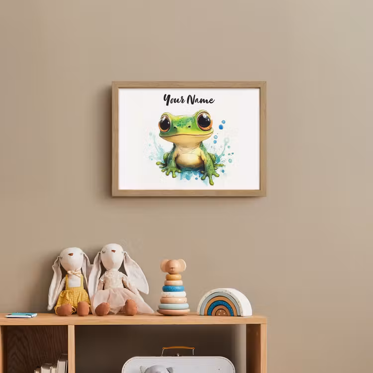 Kikker - Groen - Water - Dieren Light Box met batterij (Wandlamp kind) middel -sfeer2_kind
