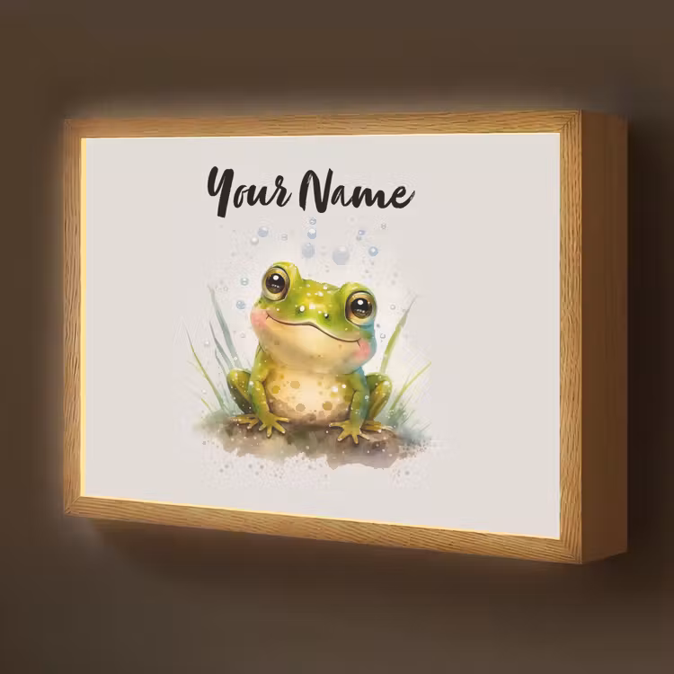 Kikker - Groen - Waterverf - Dieren - Jongen - Meisje Light Box met batterij (Wandlamp kind) middel -z3d_website