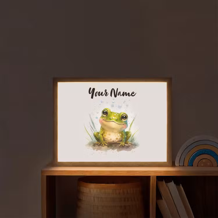 Kikker - Groen - Waterverf - Dieren - Jongen - Meisje Light Box met batterij (Wandlamp kind) middel -sfeer1_kind