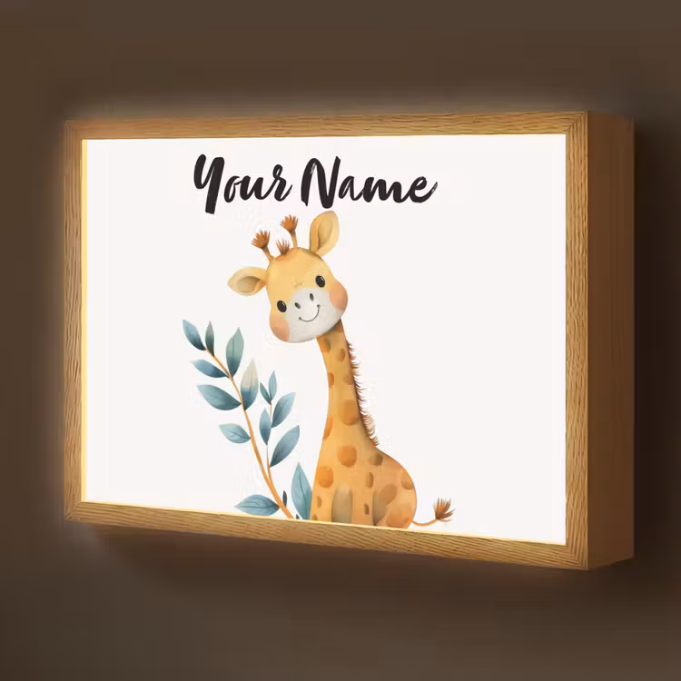 Giraf - Dier - Wilde dieren Light Box met batterij (Wandlamp kind) middel -z3d_website
