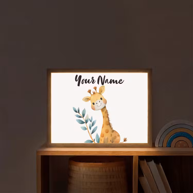 Giraf - Dier - Wilde dieren Light Box met batterij (Wandlamp kind) middel -sfeer1_kind